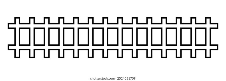 Vector illustration of curved railroad isolated . Straight and curved railway train track icon set.