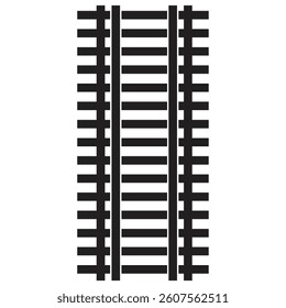 Vector illustration of curved railroad isolated on white background. Straight and curved railway train track icon set. Perspective view railroad train pathes
