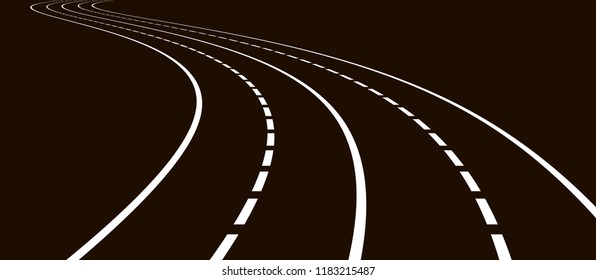 Vector illustration of curved road. Gray colors