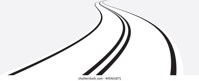 Vector illustration of curved road on gray background