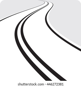 Vector illustration of curved road on gray background