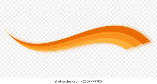 Vector illustration of curved stripes with shadow on transparent background