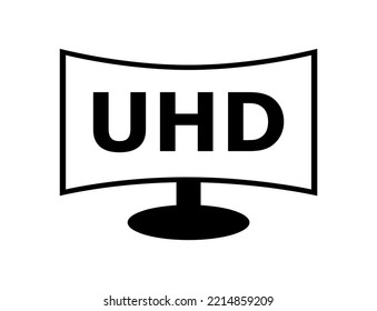 Vector illustration of curved UHD monitor screen icon on white background.