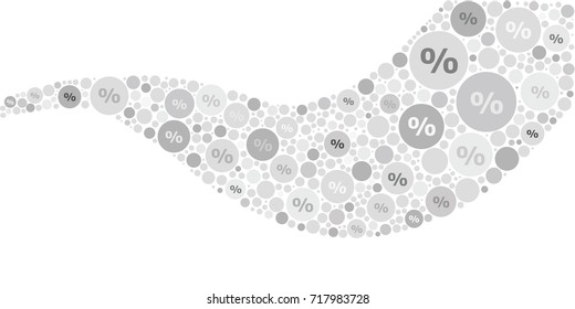 vector illustration of curved wave with percent symbols for sales and discounts background with gray shades