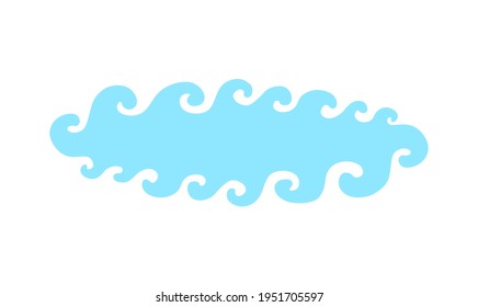 Ilustración vectorial de la nube curvada al estilo asiático. Vector aislado en blanco.