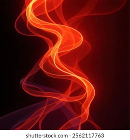 
Vector illustration, curvy lines of red, purple and yellow colors on a dark background, create a feeling of flames of fire.