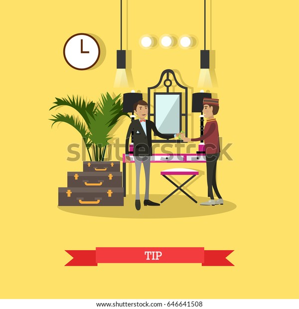 Vector Illustration Customer Male Giving Tip Stock Vector (Royalty Free ...