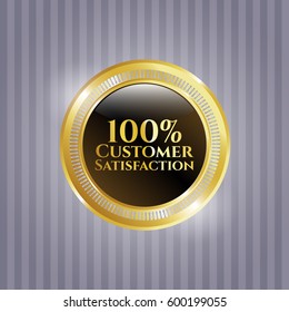 Vector illustration of  Customer satisfaction gold shiny medal
