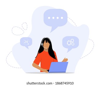 Vector Illustration, Customer Service Concept, Showing a group hotline operator advises client, Suitable for landing page, ui, web, App intro card, editorial, flyer, and banner