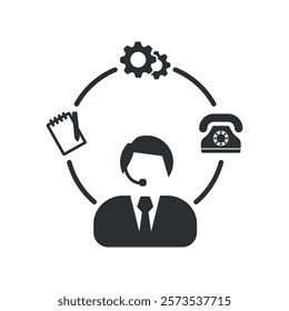 A vector illustration of the customer service icon templet design and its work.