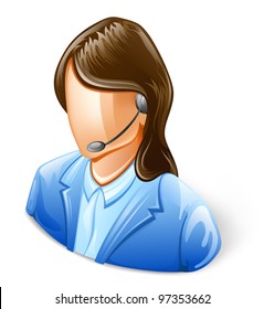 Vector Illustration Of Customer Service Representative On White Background.