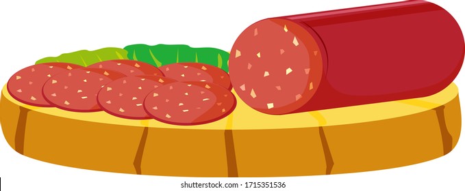 Vector illustration of cut salami　. 