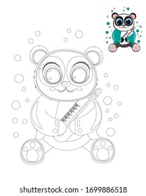  Ilustración vectorial. Corten la caricatura panda. Libro de colorear.
