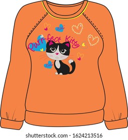 vector illustration of cut. cat t-shirt with heart.eps