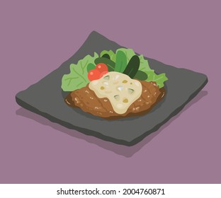 Vector illustration of cut up chicken nan ban