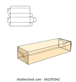 Vector Illustration of Cut Gift craft Box for Design, Website, Background, Banner. Folding package Template. Fold pack with die line for your brand on it
