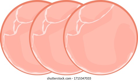 Vector illustration of cut ham . 