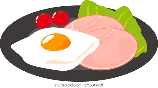 Ilustración vectorial del jamón cortado. jamón y huevos