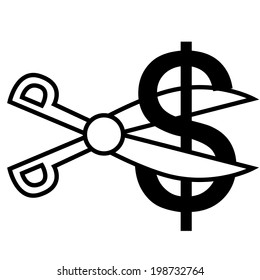 Vector / illustration. Cut the money (dollar).