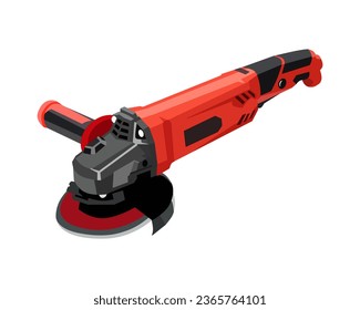 Vector Illustration cut off grinder tool, cutting disc, Die Grinder Wheels, Pneumatic Metal Sheet Cutting Tool, isolated on white background. Carpentry tools.