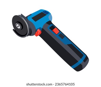 Vector Illustration cut off grinder tool, cutting disc, Die Grinder Wheels, Pneumatic Metal Sheet Cutting Tool, isolated on white background. Carpentry tools.