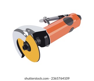 Vector Illustration cut off grinder tool, cutting disc, Die Grinder Wheels, Pneumatic Metal Sheet Cutting Tool, isolated on white background. Carpentry tools.