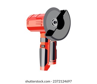 Vector Illustration cut off grinder tool, cutting disc, Die Grinder Wheels, Pneumatic Metal Sheet Cutting Tool, isolated on white background. Carpentry tools.