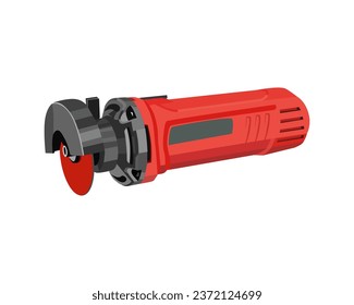Vector Illustration cut off grinder tool, cutting disc, Die Grinder Wheels, Pneumatic Metal Sheet Cutting Tool, isolated on white background. Carpentry tools.