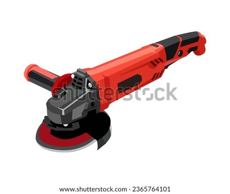 Vector Illustration cut off grinder tool, cutting disc, Die Grinder Wheels, Pneumatic Metal Sheet Cutting Tool, isolated on white background. Carpentry tools.