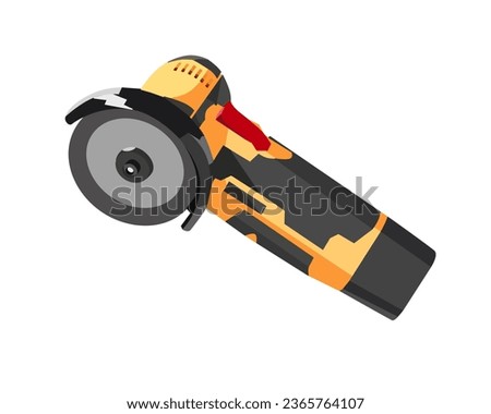 Vector Illustration cut off grinder tool, cutting disc, Die Grinder Wheels, Pneumatic Metal Sheet Cutting Tool, isolated on white background. Carpentry tools.