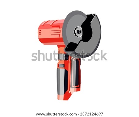 Vector Illustration cut off grinder tool, cutting disc, Die Grinder Wheels, Pneumatic Metal Sheet Cutting Tool, isolated on white background. Carpentry tools.