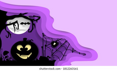 Vector illustration in cut paper style. Pumpkin. Halloween.