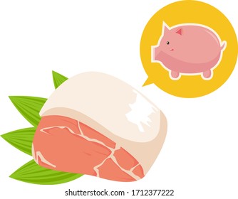 Ilustración vectorial del cerdo cortado . 
