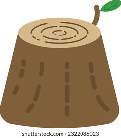 Vector illustration of a cut tree trunk. Rings of a tree. Tree felling.