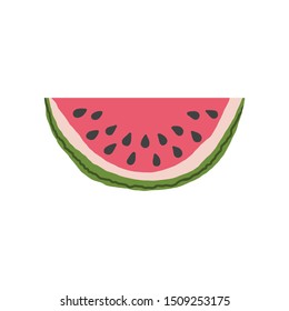 Vector illustration of cut watermelon. The fruit is isolated on white background. Ready to use for your design. EPS10