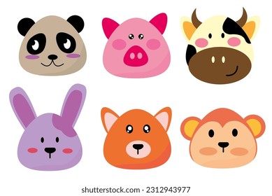vector illustration of cute, adorable, colorful, doodle animals of animals
