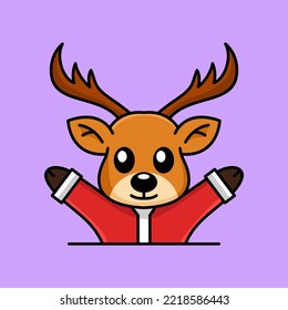 Ilustración vectorial de un ciervo lindo y adorable