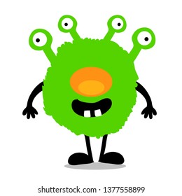 Vector illustration of cute and adorable green monster