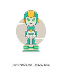 Vector illustration of a cute and advanced robot in cartoon style. Suitable for stickers, t-shirt screen printing, etc.