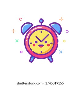 Ilustración vectorial del icono del reloj de alarma lindo sobre fondo blanco aislado.