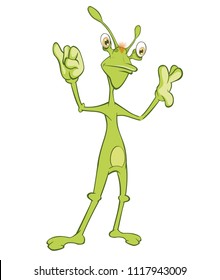 Vector Illustration of a Cute Alien. Cartoon Character