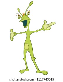 Vector Illustration of a Cute Alien. Cartoon Character