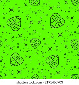 Vector illustration of a cute alien space drawing on a green
