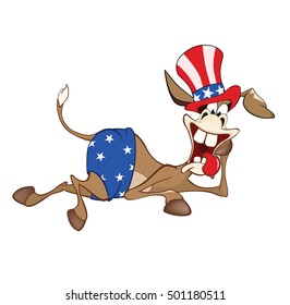 Vector Illustration of a Cute American donkey. A Democratic Party.