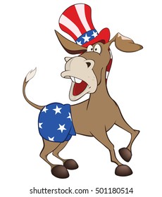 Vector Illustration of a Cute American donkey. A Democratic Party.