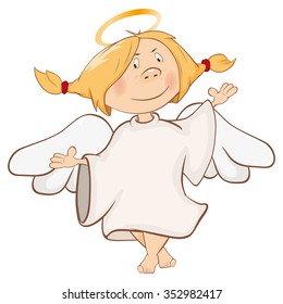 Vector Illustration of a Cute Angel. Cartoon Character