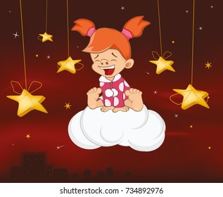 Vector Illustration of a Cute Angel. Cartoon Character