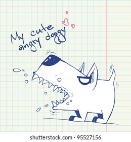 Vector illustration of cute angry doggy