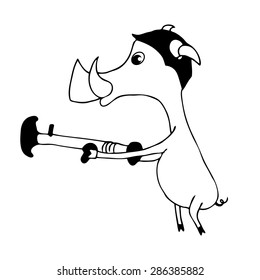 Vector illustration of cute animal. Vector illustration of cartoon pig. Cute cartoon pig