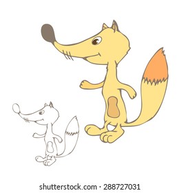 Vector illustration of cute animal. Vector illustration of cartoon fox. Cute cartoon fox